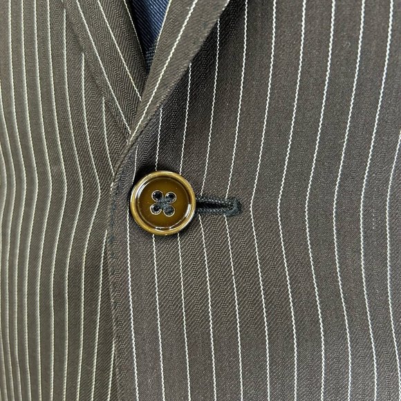 Brown Striped Wool-Cashmere Suit w/ Wide Leg Pants - Ralph Lauren (Black Label) - Picture 8 of 16